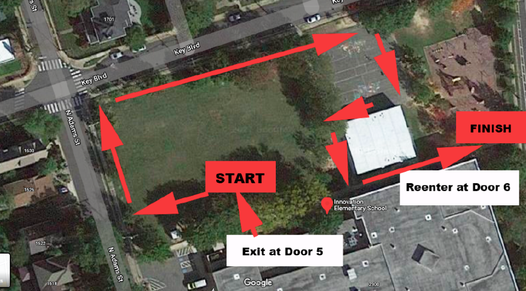 Map of Halloween Parade Route around interior of Innovation's campus