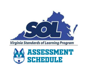 image of Virginia with the words Virginia Standards of Learning Program - Innovation Assessment Schedule