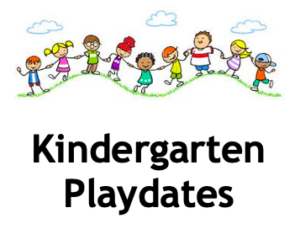 picture of kids holding hands with the words "Kindergarten Playdates"