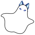 image of a ghost with Husky eyes/ears