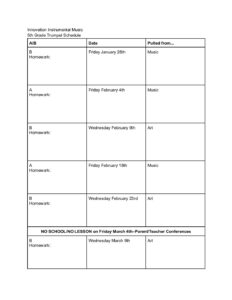 5th Grade Tr2 Schedule