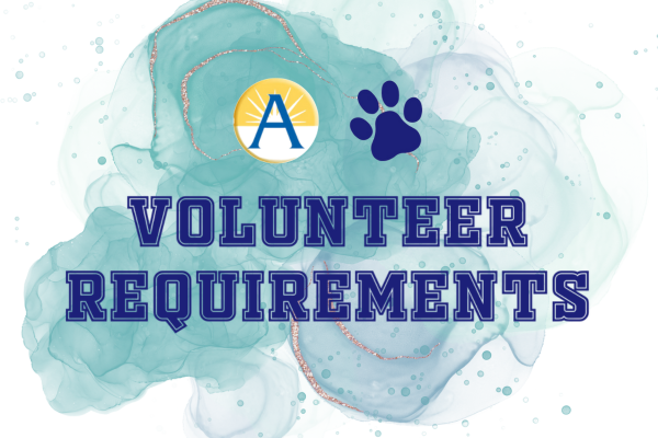APS and Husky logos with words "Volunteer Requirements" with a blue watercolor background