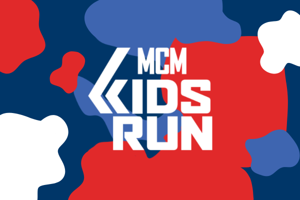 camouflage background with the words, "MCM Kids Run"